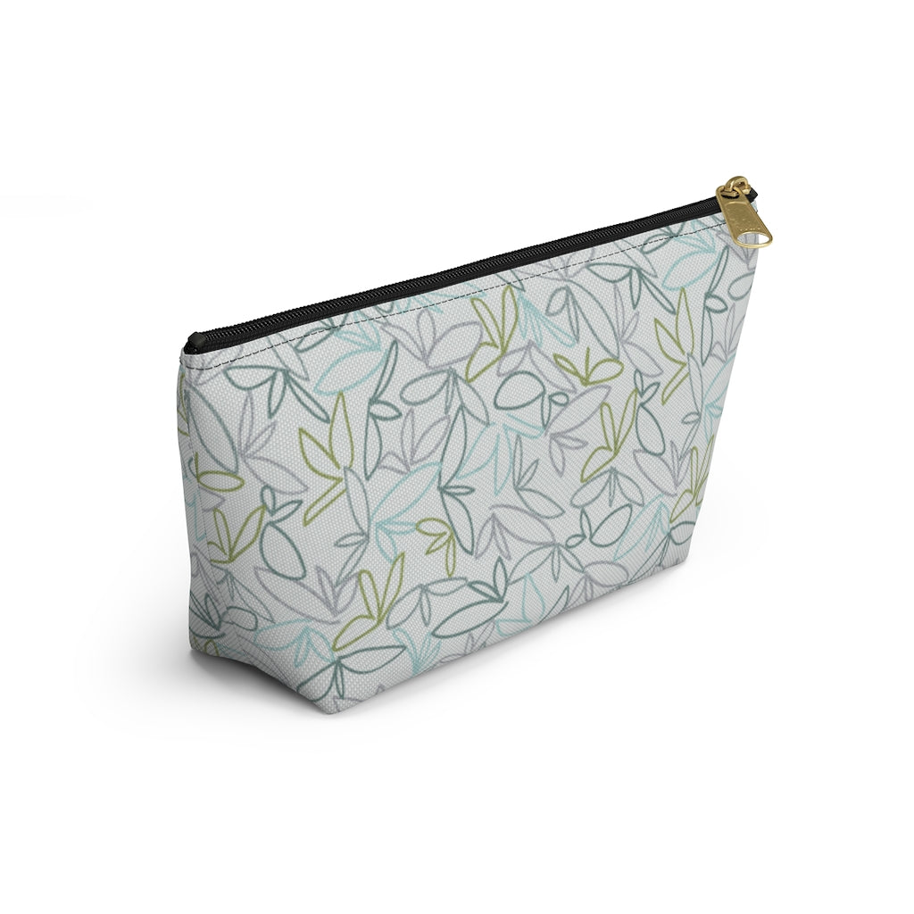 Sketch Leaf Accessory Pouch w T-bottom in Teal