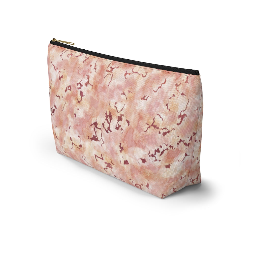 Carrara Marble Accessory Pouch w T-bottom in Pink