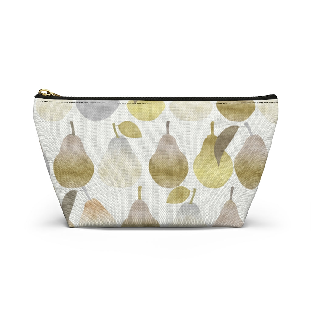 Watercolor Pears Accessory Pouch w T-bottom in Gold
