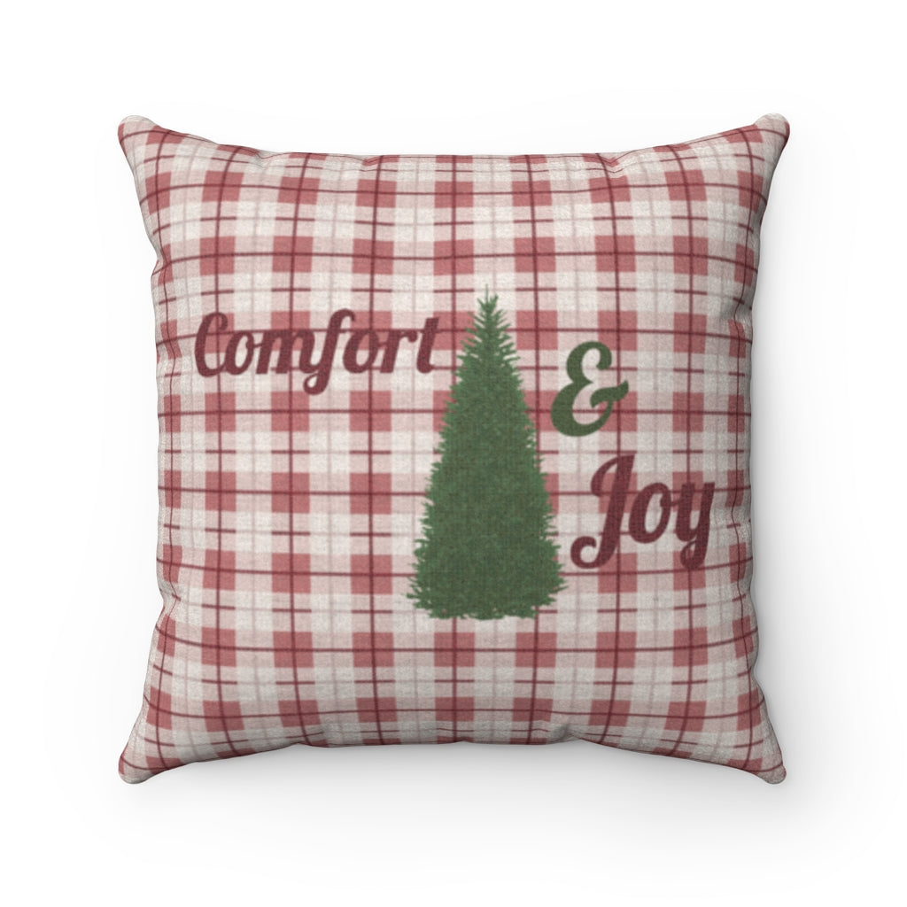 Comfort and Joy Square Throw Pillow in Red