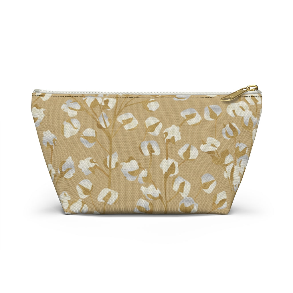 Cotton Branch Accessory Pouch w T-bottom in Gold