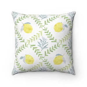 Lemon Tile Square Throw Pillow in Green