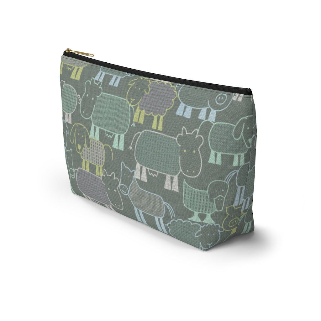Animal Farm Accessory Pouch w T-bottom in Aqua