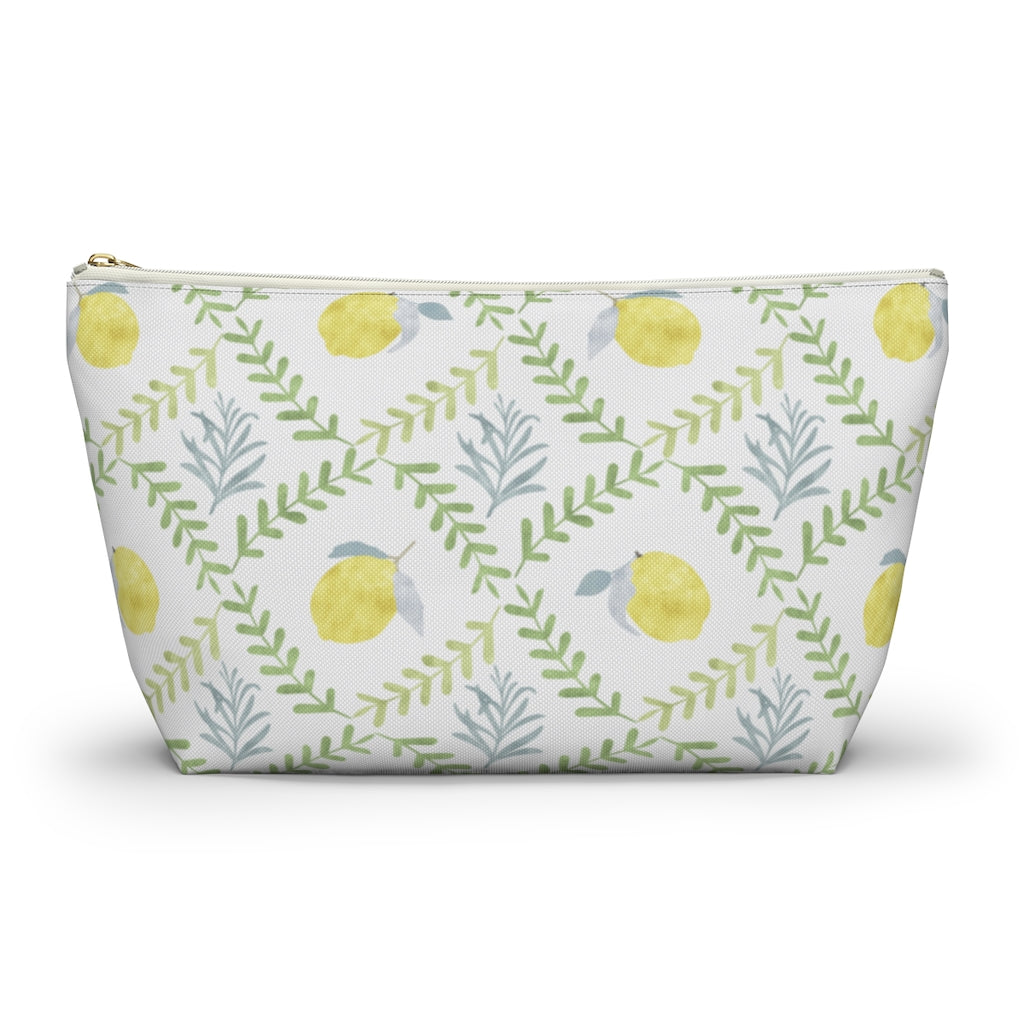 Lemon Tile Accessory Pouch w T-bottom in Green