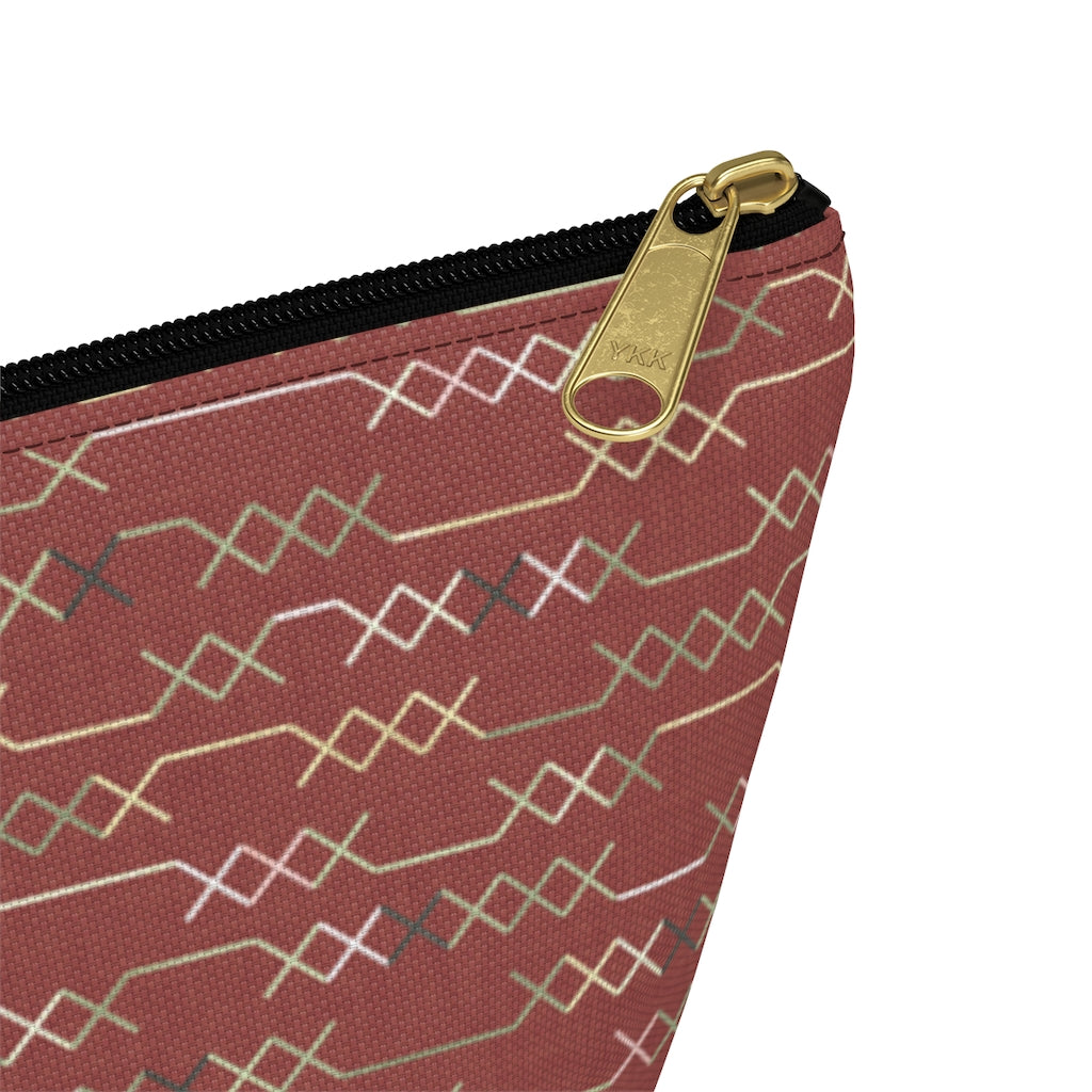 Santa Fe Stitch Accessory Pouch w T-bottom in Red
