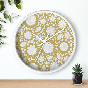 Floral Eyelet Lace Wall Clock in Gold