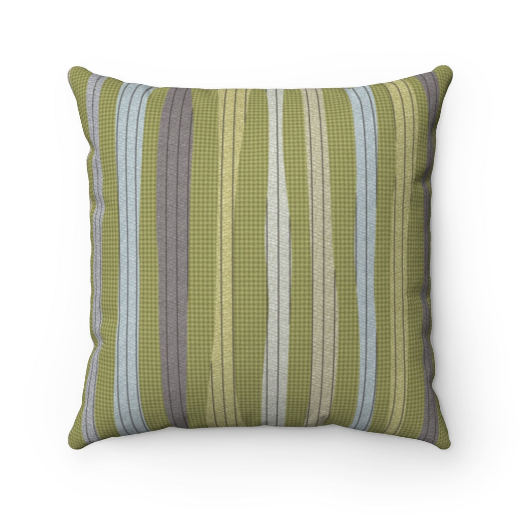 Amazing Stripe Square Throw Pillow in Green
