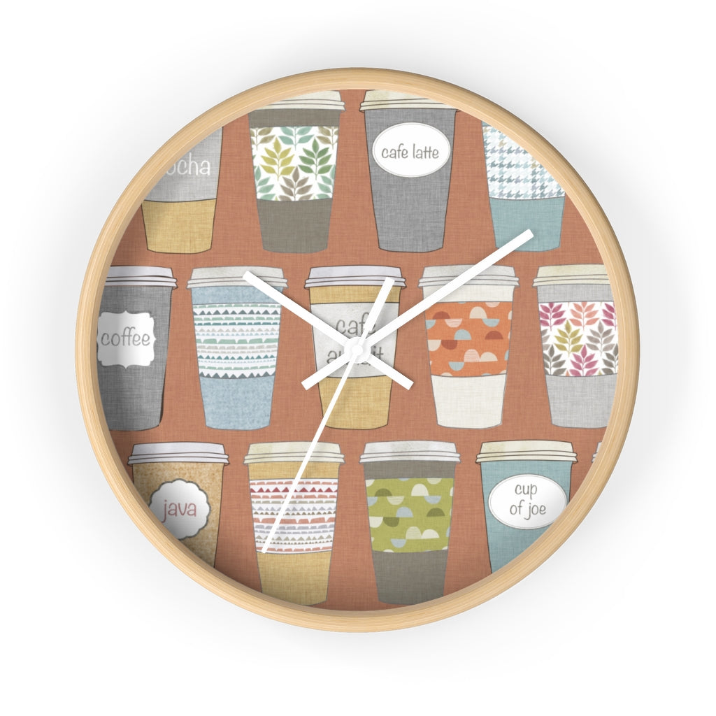 Coffee To Go Wall Clock in Orange