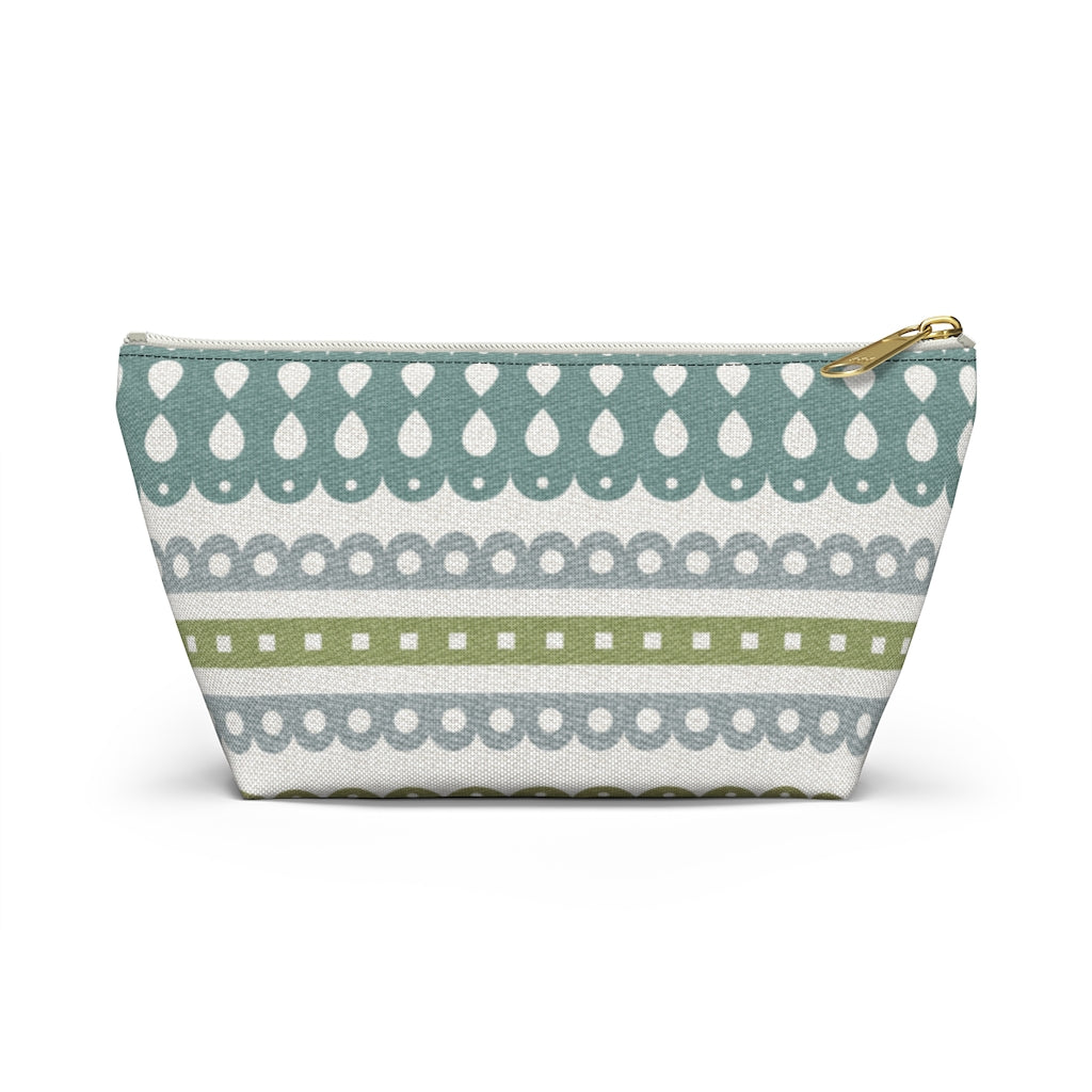 Ribbon Candy Accessory Pouch w T-bottom in Aqua