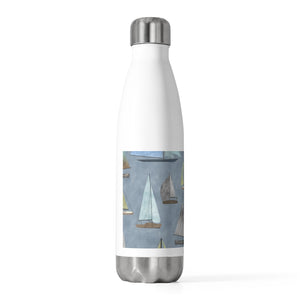 Watercolor Sailboats 20oz Insulated Bottle in Blue