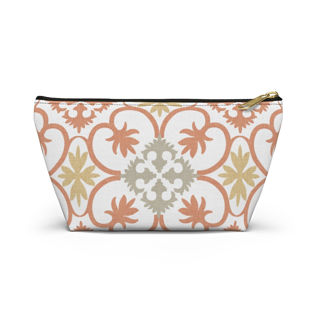 Portugal Tile Accessory Pouch w T-bottom in Orange