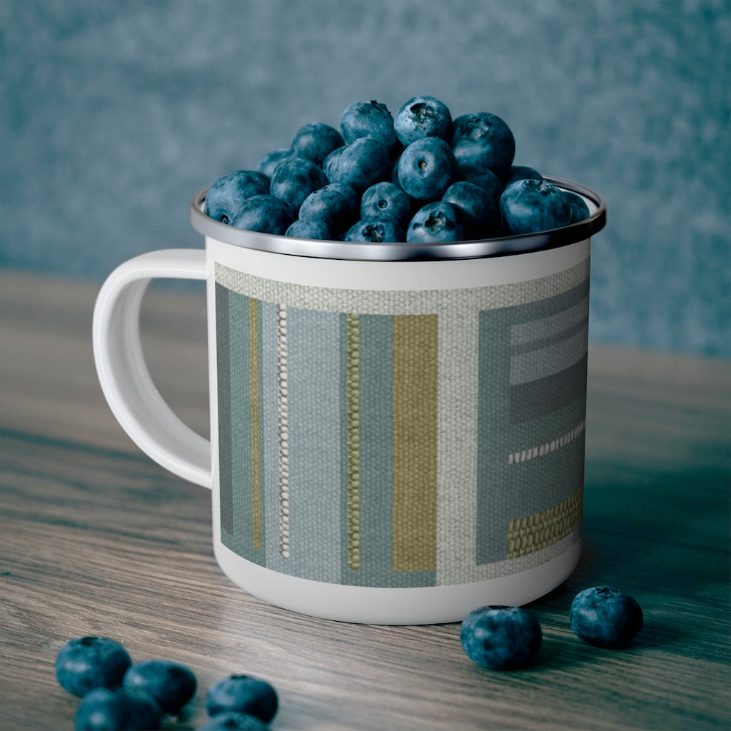Bird Code Enamel Mug in Aqua