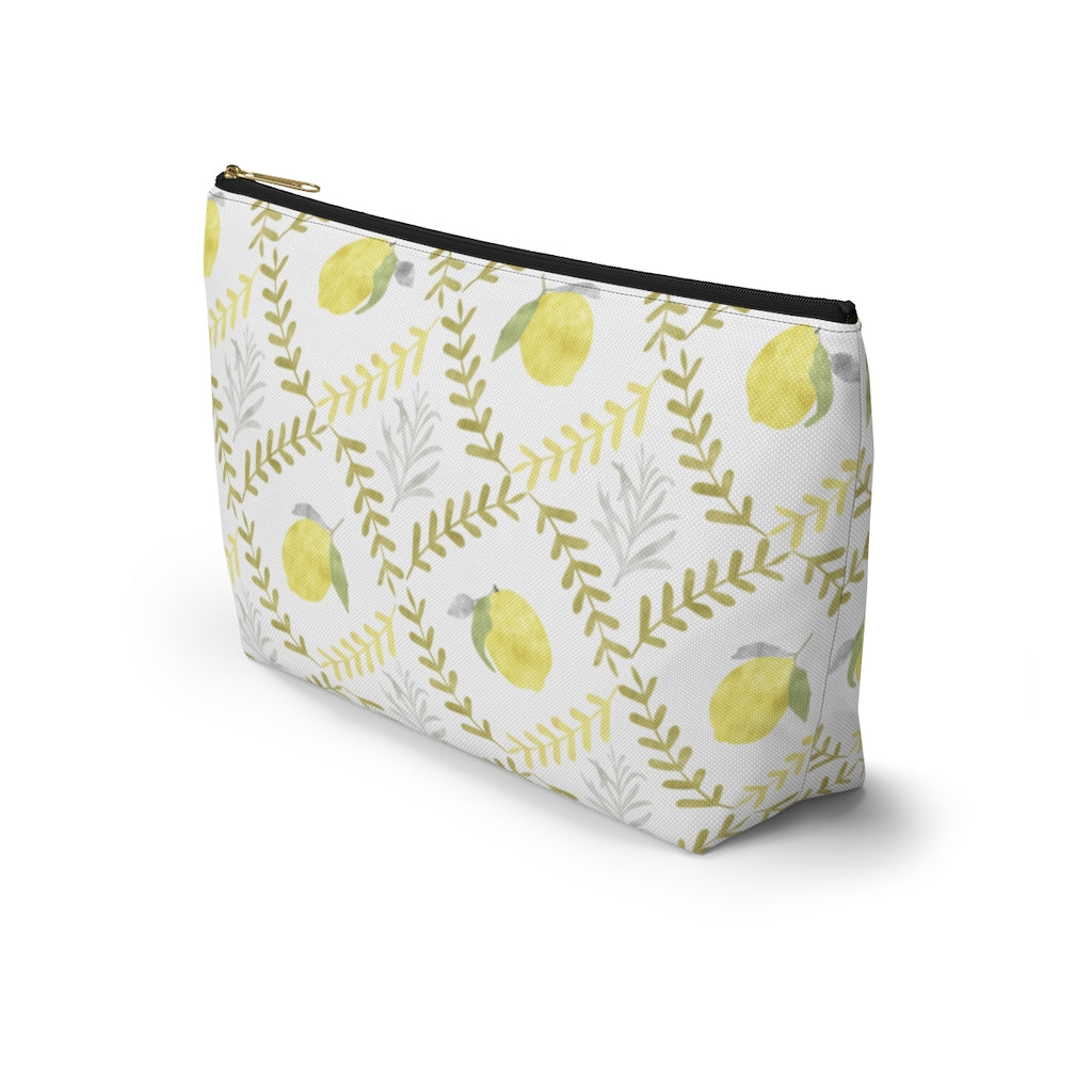 Lemon Tile Accessory Pouch w T-bottom in Yellow