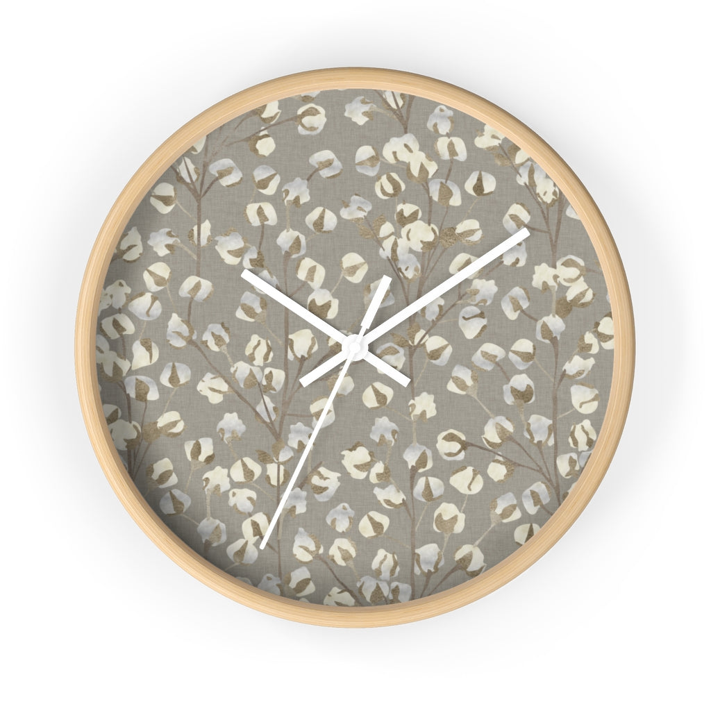 Cotton Branch Wall Clock in Brown