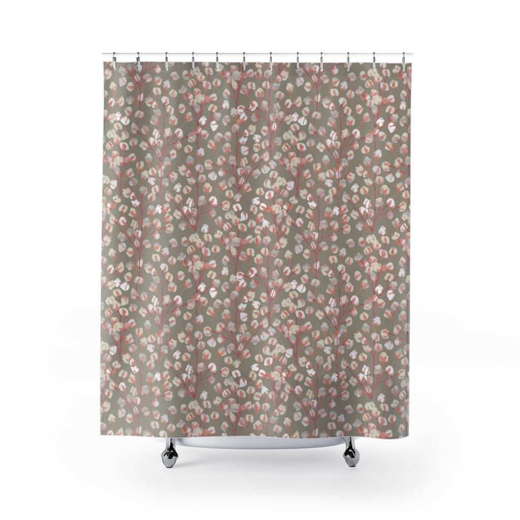 Cotton Branch Shower Curtain in Pink