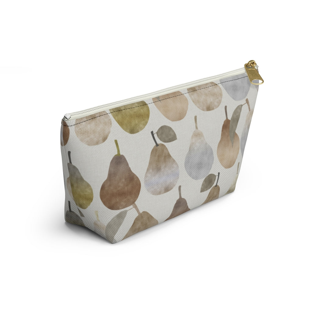 Watercolor Pears Accessory Pouch w T-bottom in Brown