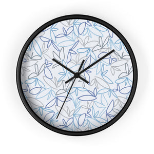 Sketch Leaf Wall Clock in Blue