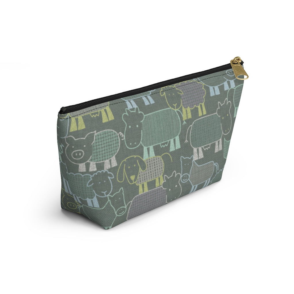 Animal Farm Accessory Pouch w T-bottom in Aqua