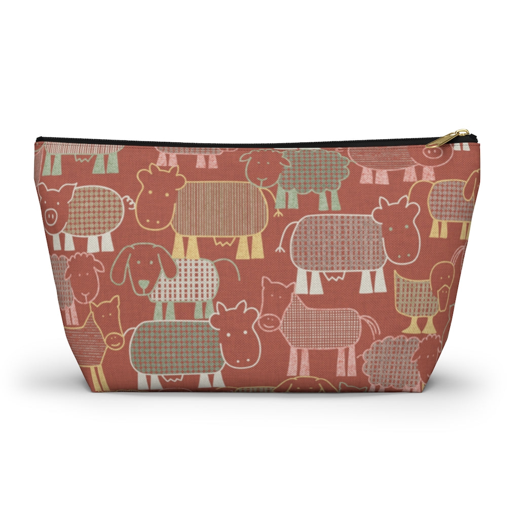 Animal Farm Accessory Pouch w T-bottom in Pink