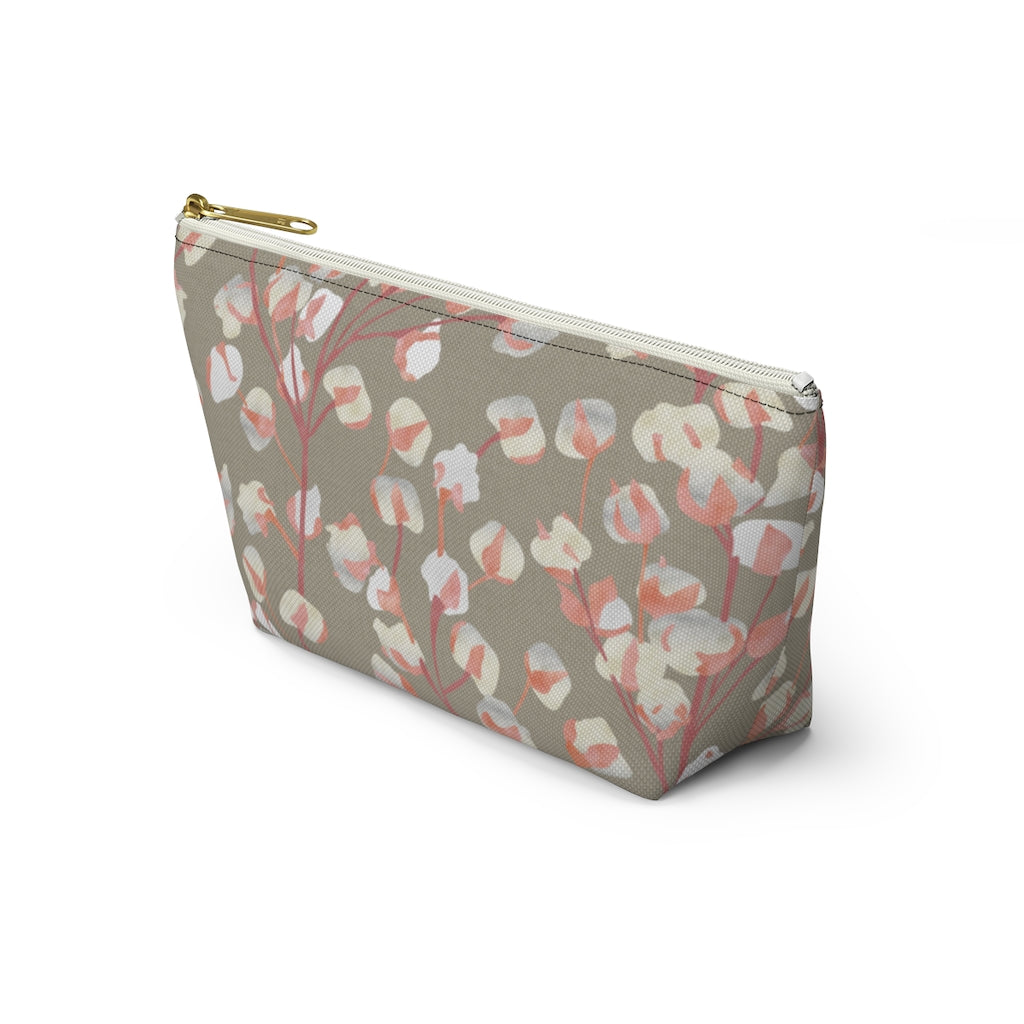 Cotton Branch Accessory Pouch w T-bottom in Pink