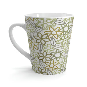Floral Lace with Leaves Latte Mug in Green