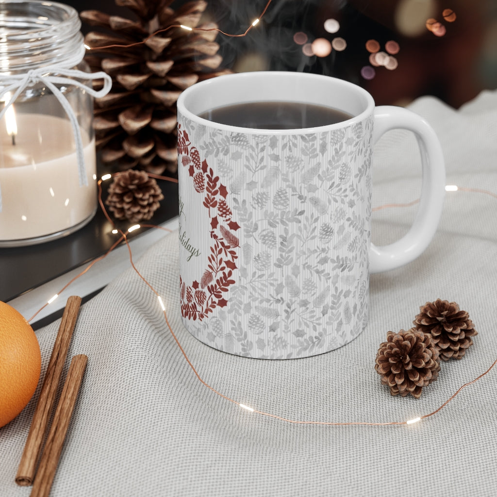 Holiday Wreath Mug in Gray