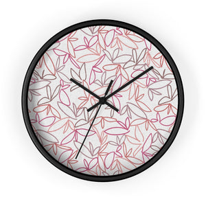 Sketch Leaf Wall Clock in Coral