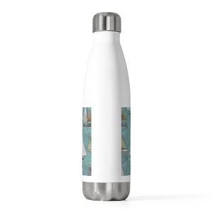 Watercolor Sailboats 20oz Insulated Bottle in Teal