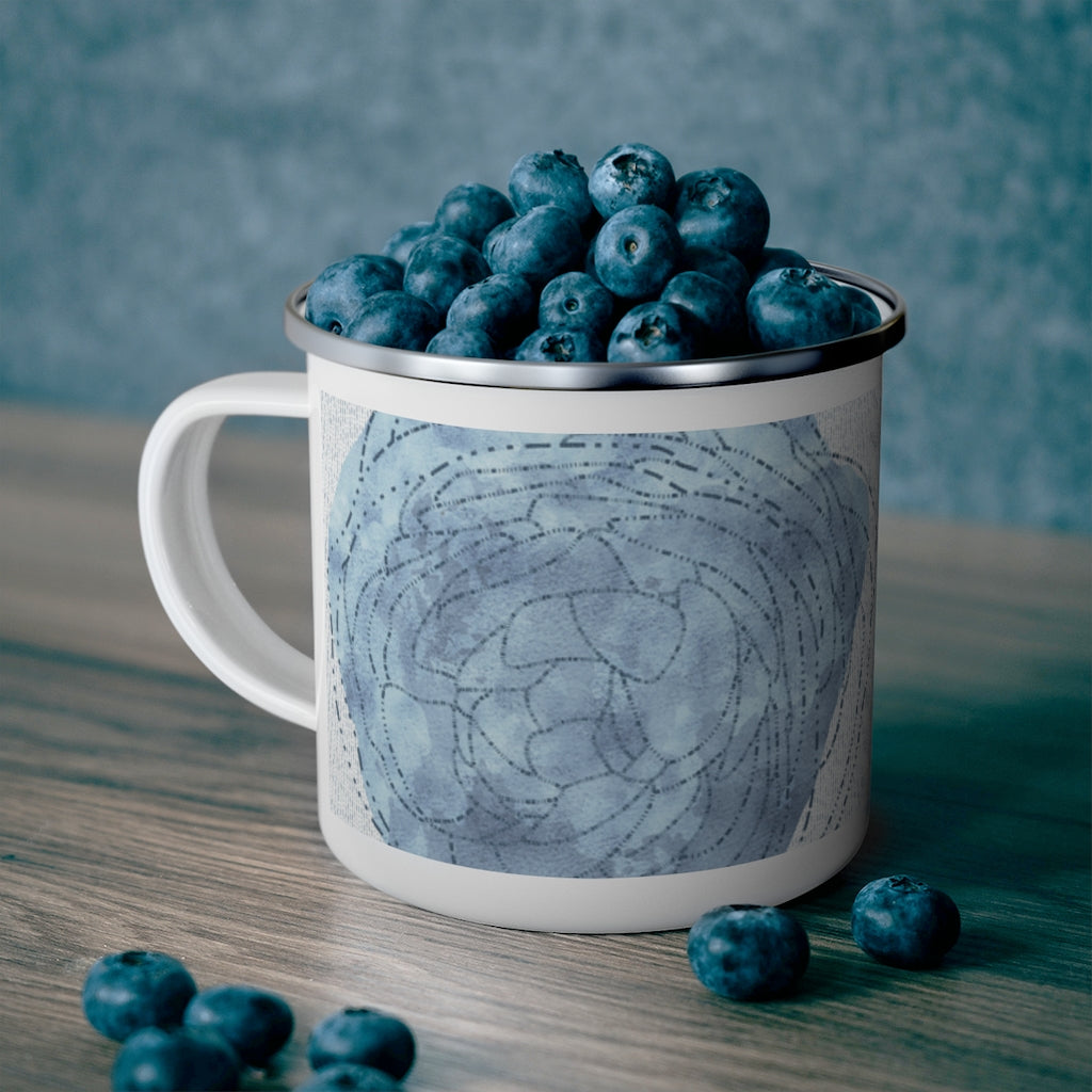 Decipher Code Enamel Mug in Blue