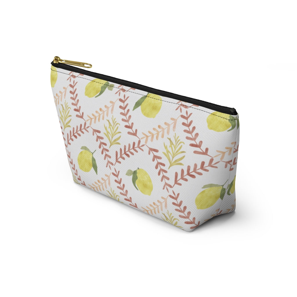 Lemon Tile Accessory Pouch w T-bottom in Pink