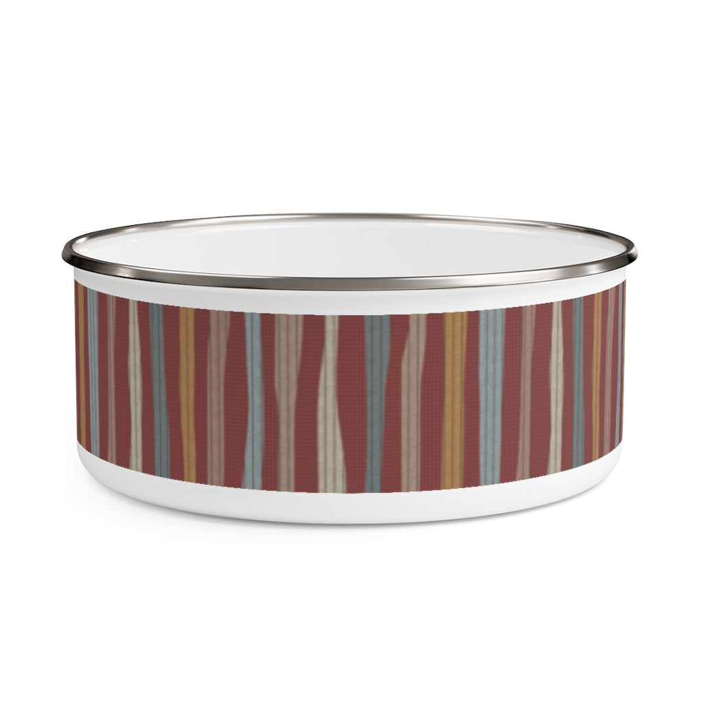 Amazing Stripe Enamel Bowl in Red