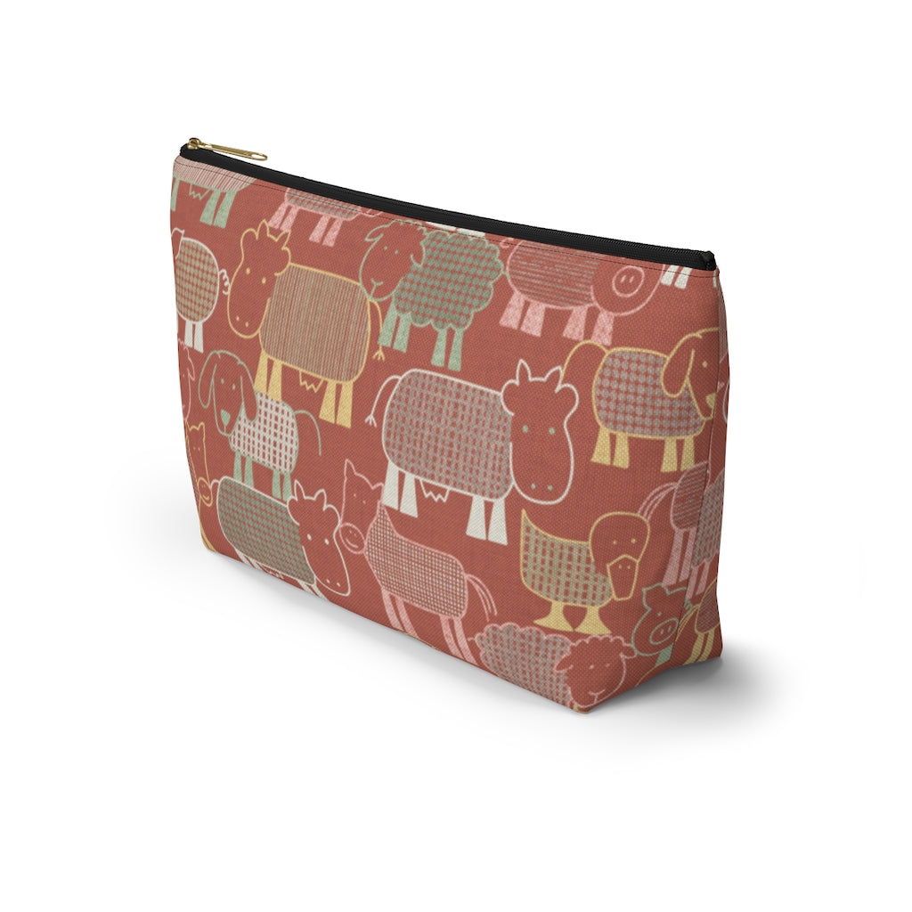 Animal Farm Accessory Pouch w T-bottom in Pink