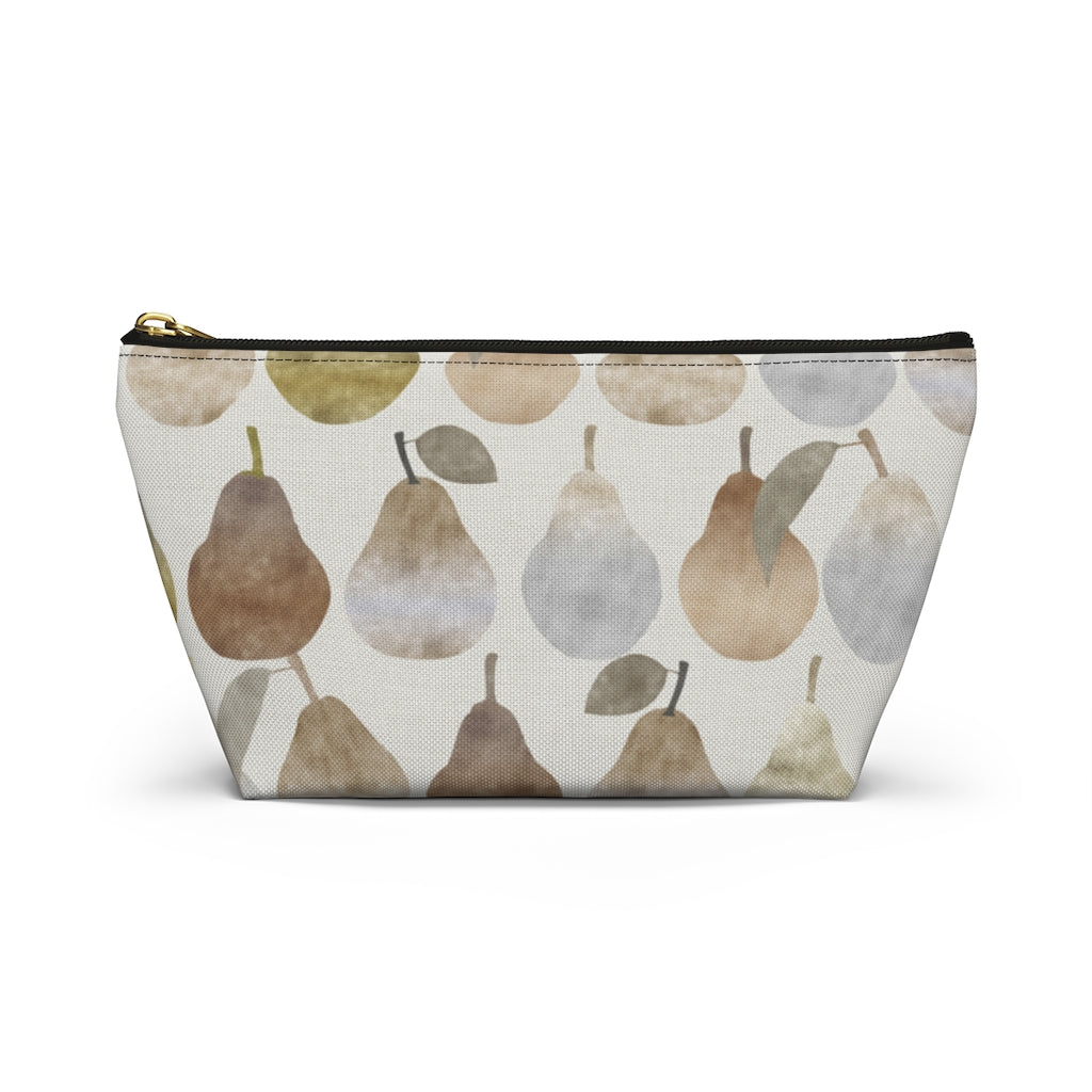 Watercolor Pears Accessory Pouch w T-bottom in Brown