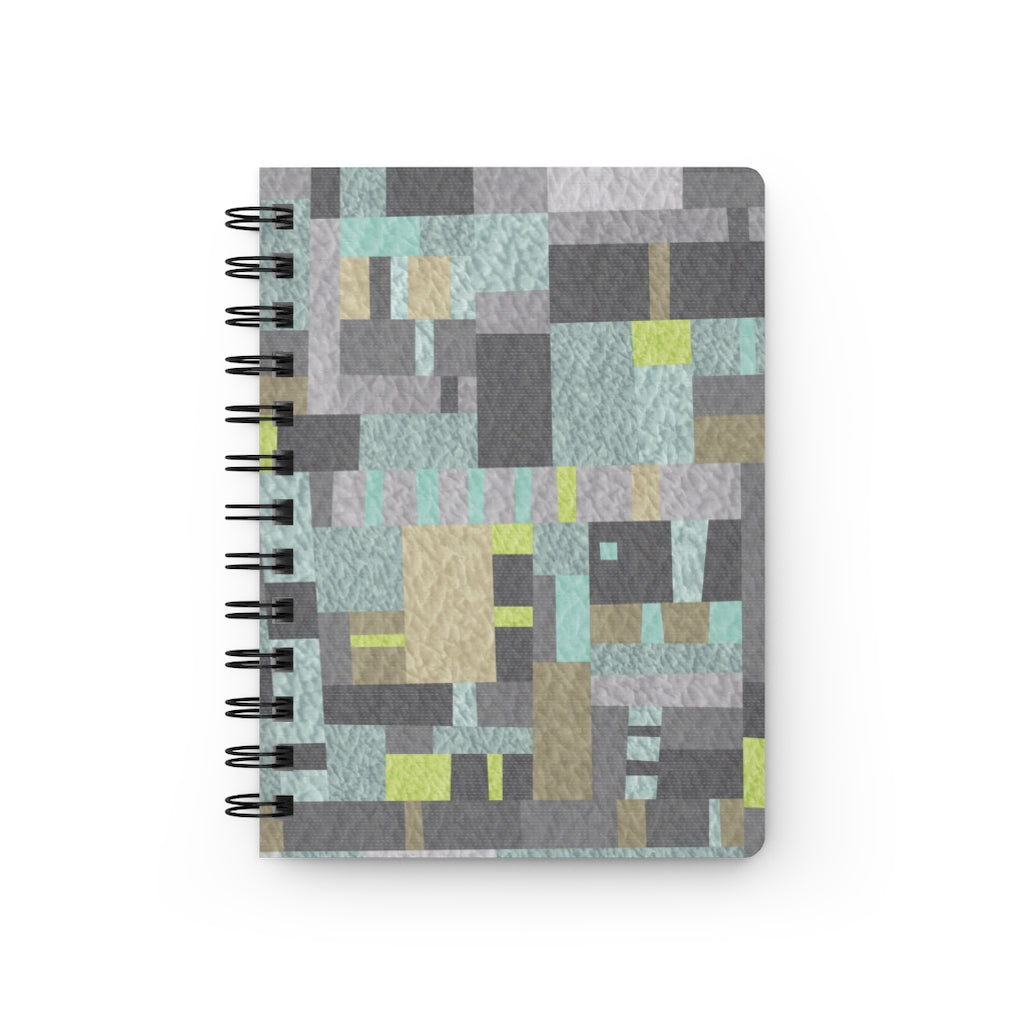Block Quilt Spiral Bound Journal in Aqua