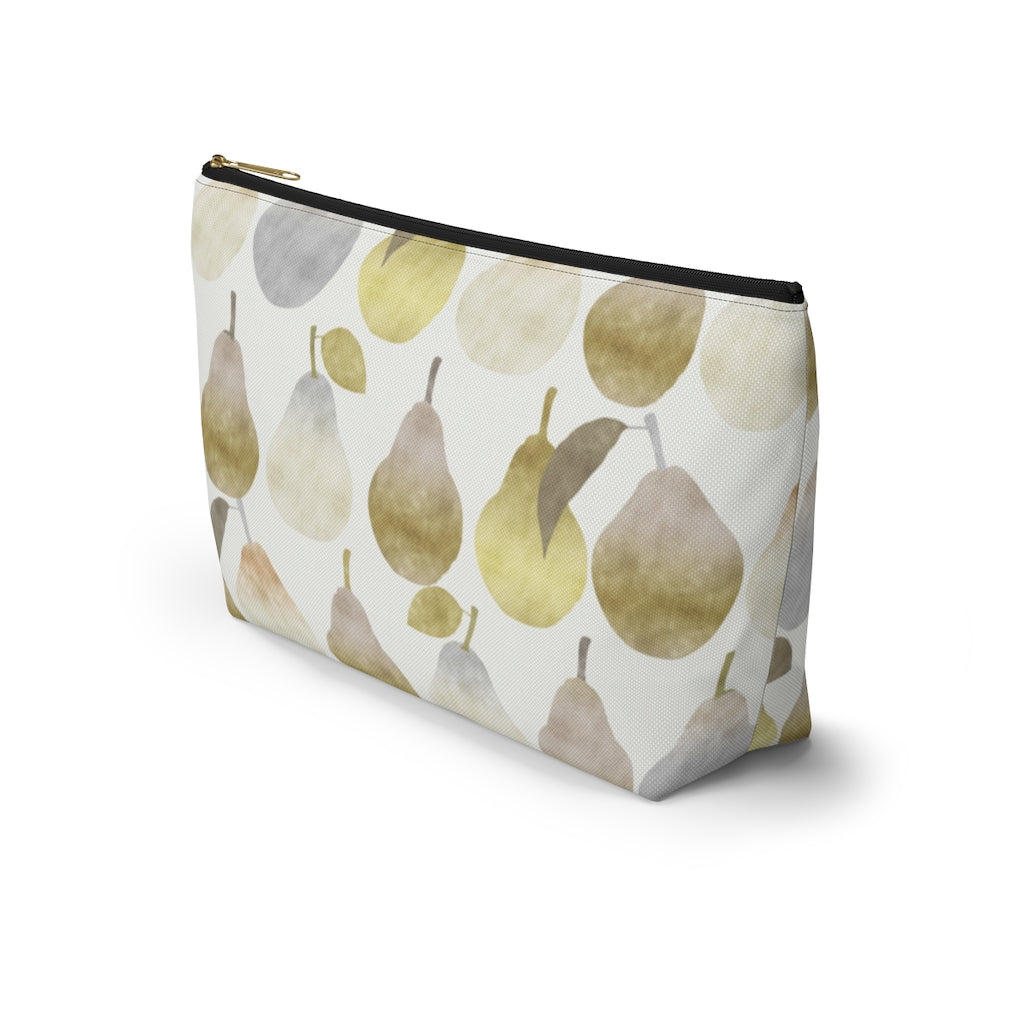 Watercolor Pears Accessory Pouch w T-bottom in Gold
