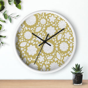 Floral Eyelet Lace Wall Clock in Gold