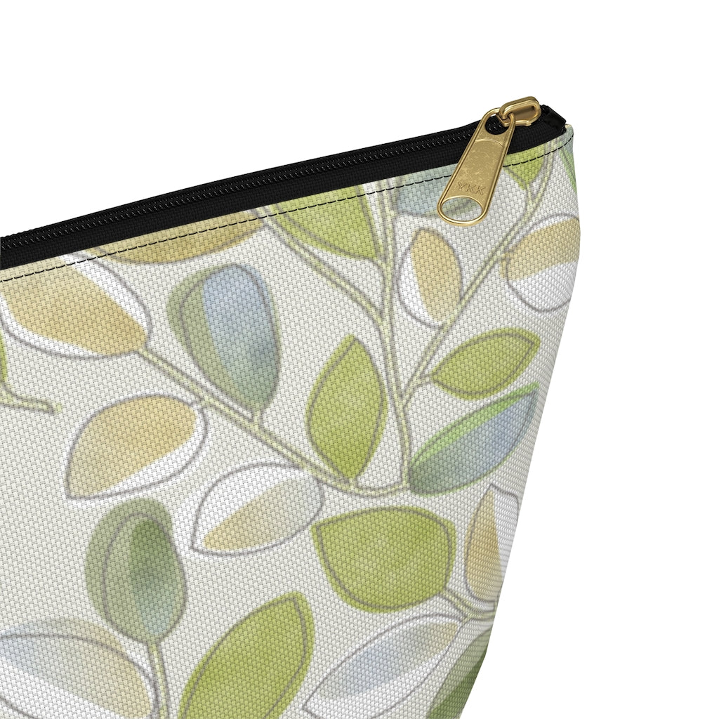 Cherry Plum Leaves Accessory Pouch w T-bottom in Green
