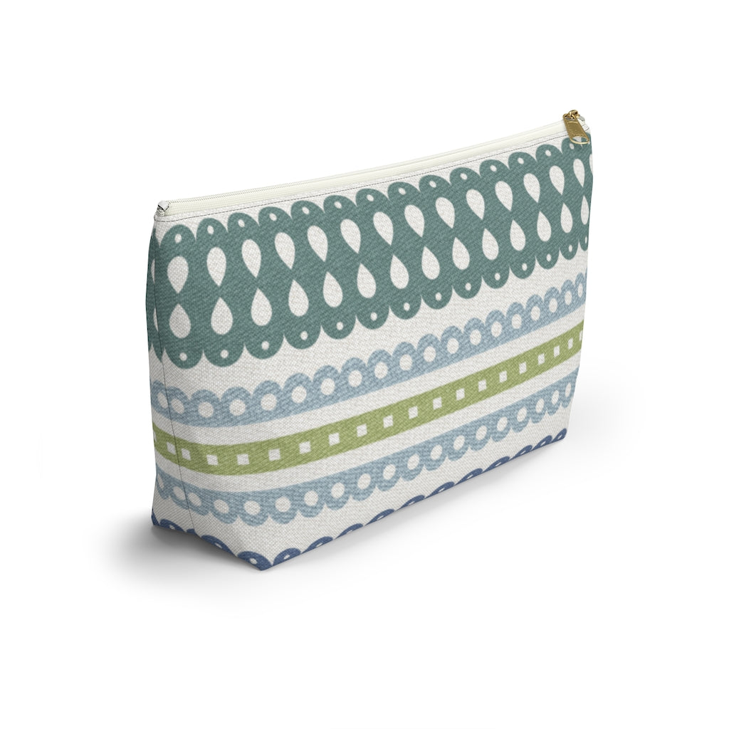 Ribbon Candy Accessory Pouch w T-bottom in Green