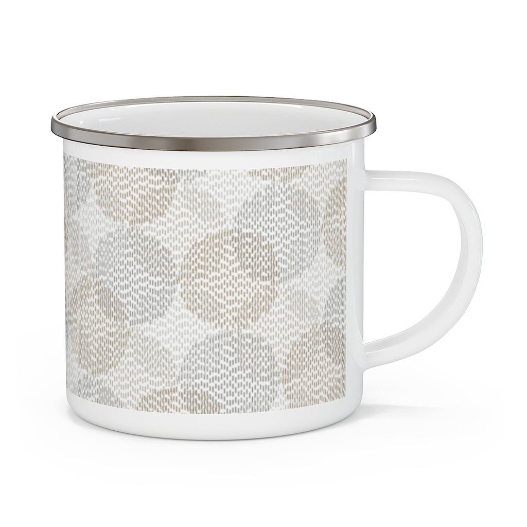 Stitch Circle Overlay Enamel Mug in Brown