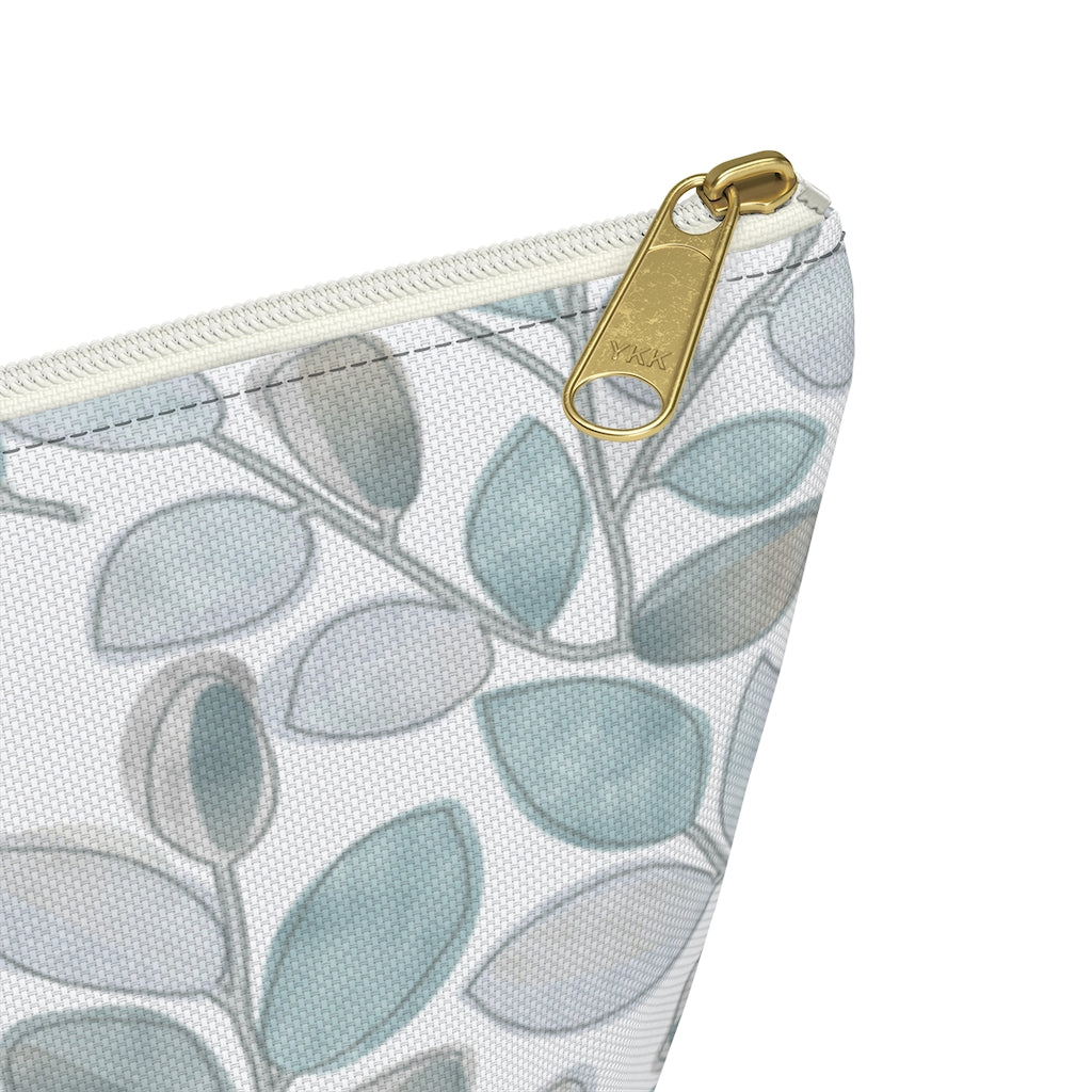 Cherry Plum Leaves Accessory Pouch w T-bottom in Aqua