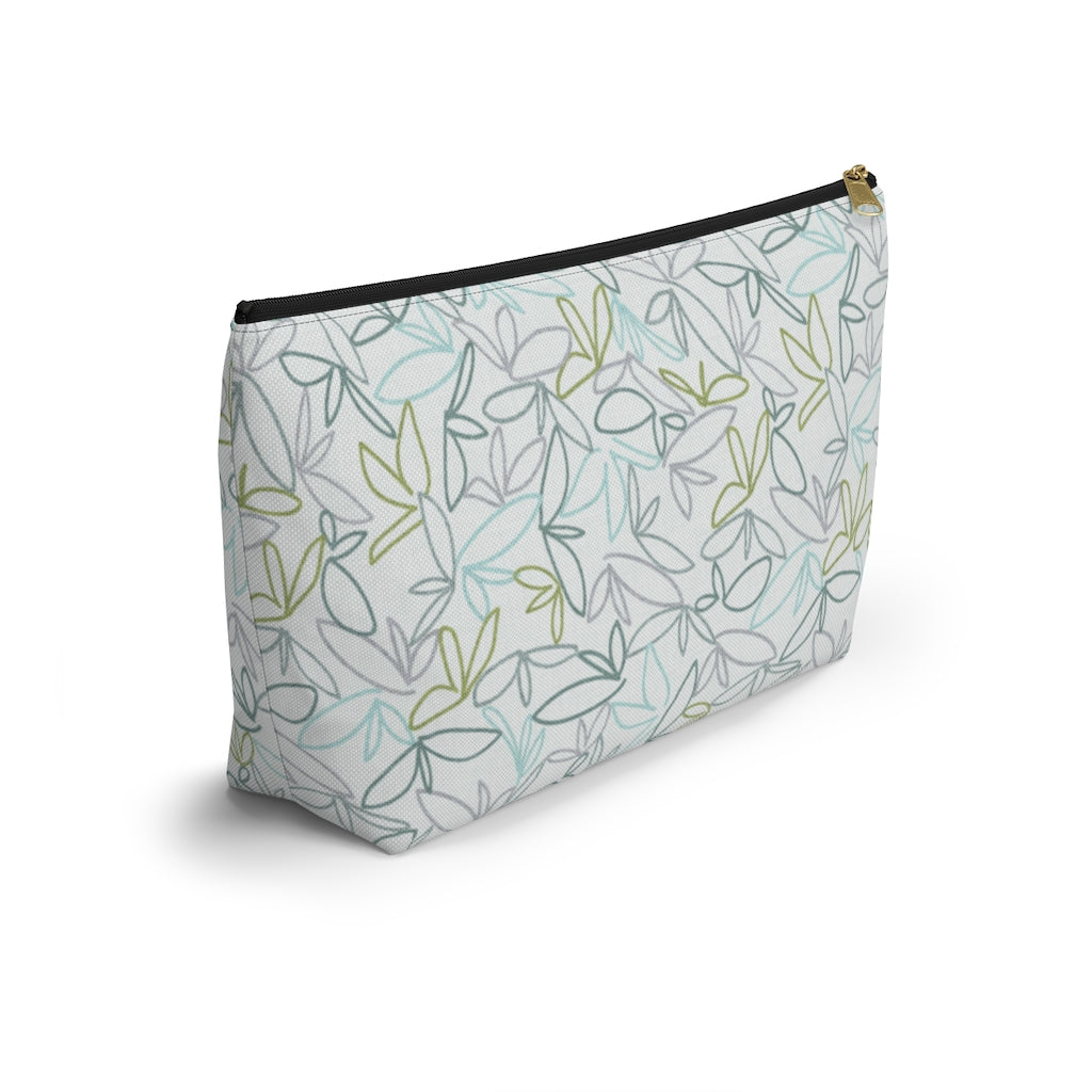 Sketch Leaf Accessory Pouch w T-bottom in Teal
