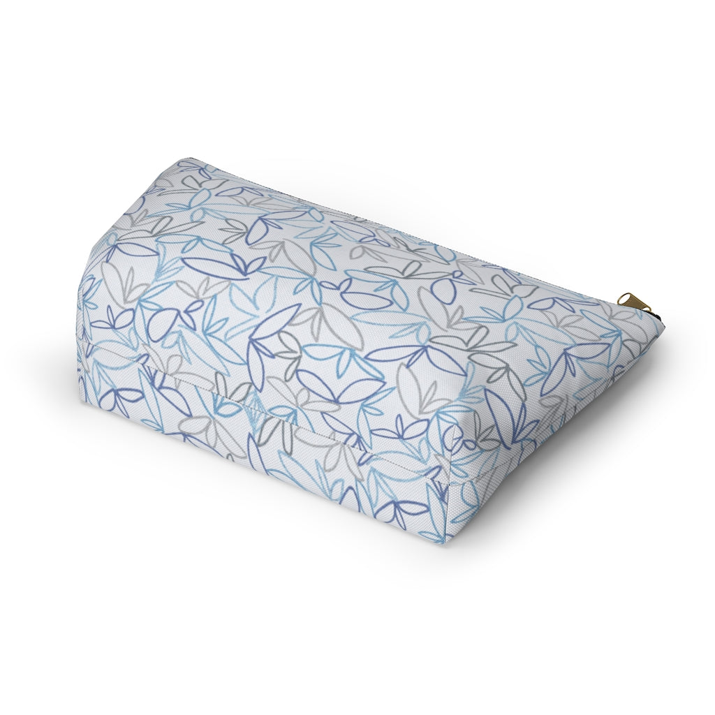 Sketch Leaf Accessory Pouch w T-bottom in Blue