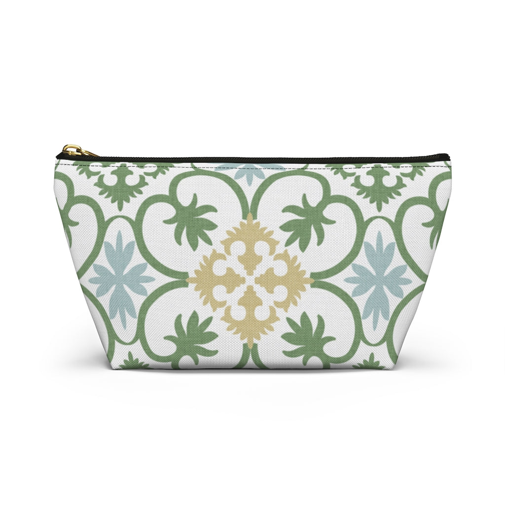 Portugal Tile Accessory Pouch w T-bottom in Green
