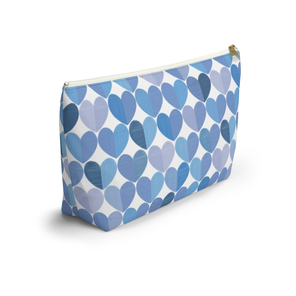 Love Accessory Pouch w T-bottom in Blue