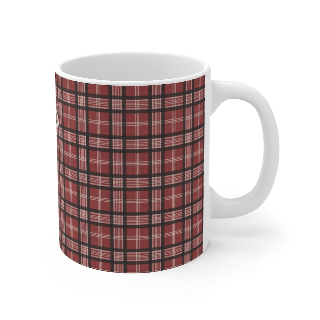 Plaid Deer Mug in Red