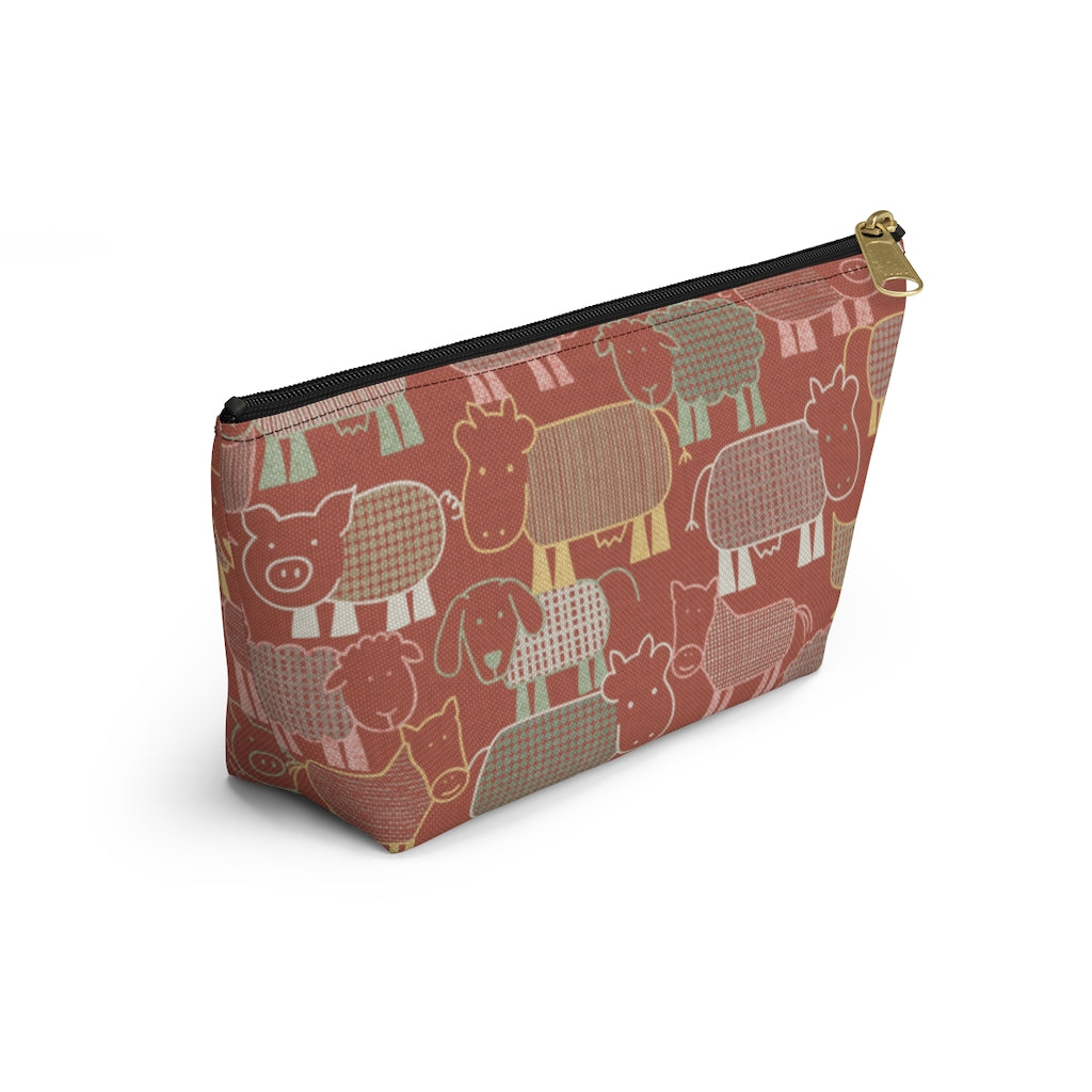 Animal Farm Accessory Pouch w T-bottom in Pink