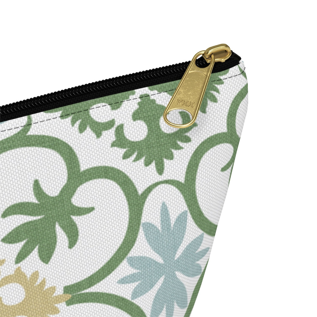 Portugal Tile Accessory Pouch w T-bottom in Green