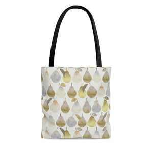 Watercolor Pears Tote Bag in Gold