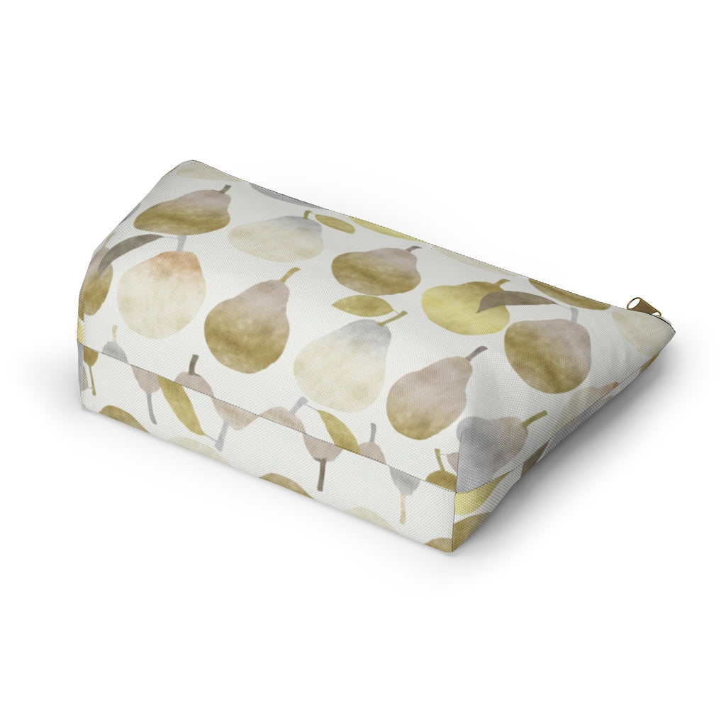 Watercolor Pears Accessory Pouch w T-bottom in Gold