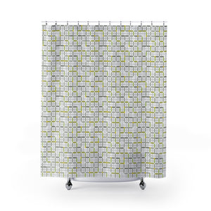 Modern Tartan Shower Curtain in Green